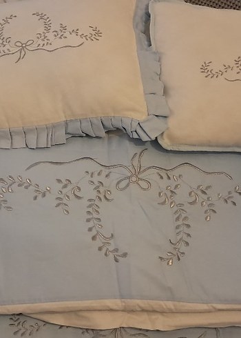 Nakışlı Mavi Pamuklu Bebek Uyku Seti - Görsel 3