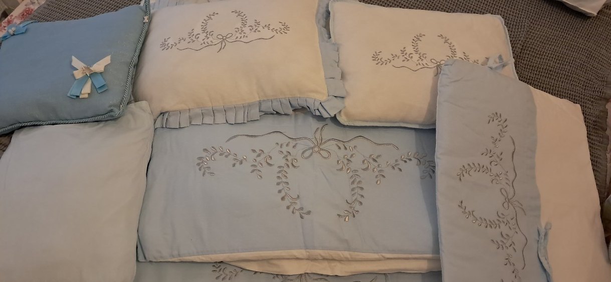 Nakışlı Mavi Pamuklu Bebek Uyku Seti - Görsel 3