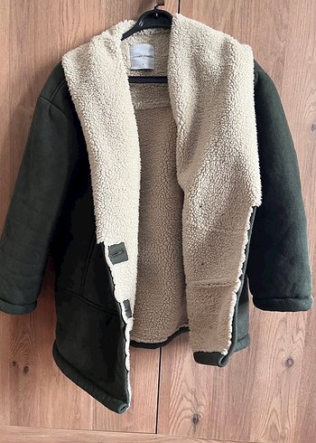 Düğmeli Rahat Haki Kadın Mont - Görsel 2