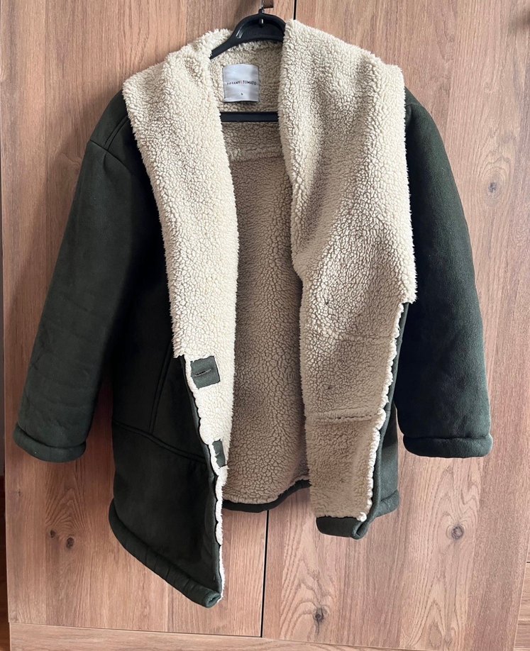 Düğmeli Rahat Haki Kadın Mont - Görsel 2