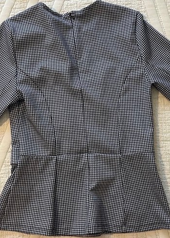 Düğmeli, Kısa Kollu Gri Kadın Bluz - Görsel 2