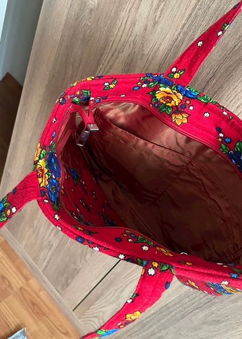 Renkli Çiçek Desenli Fermuarlı Kadın Çanta - Görsel 2