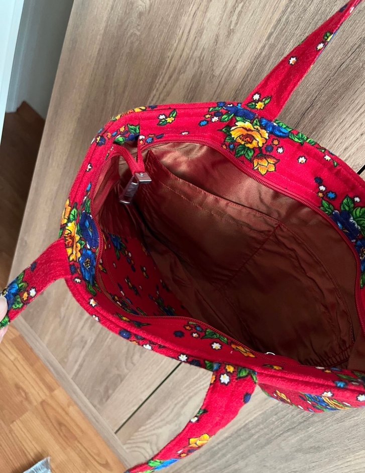 Renkli Çiçek Desenli Fermuarlı Kadın Çanta - Görsel 2