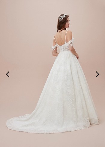 Straplez A Kesim Uzun Beyaz Gelinlik Oleg Cassini - Görsel 3