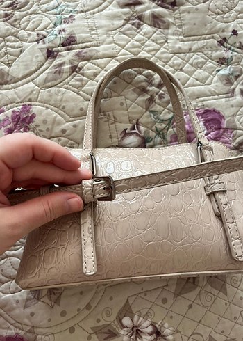 Mango Bej Yılan Desenli Vintage Deri Kadın Çanta