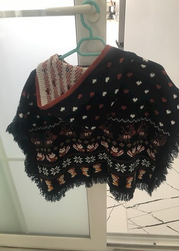 Kız Çocuk Nakışlı Örgü Bohem Panço - Görsel 2