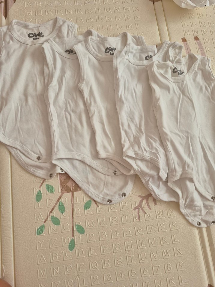 Bebek 6-9 Ay Beyaz Baskılı Atlet - Görsel 4