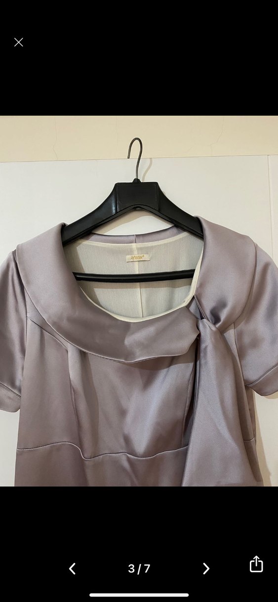 Bej Gri Drapeli Midi Elbise - Görsel 3