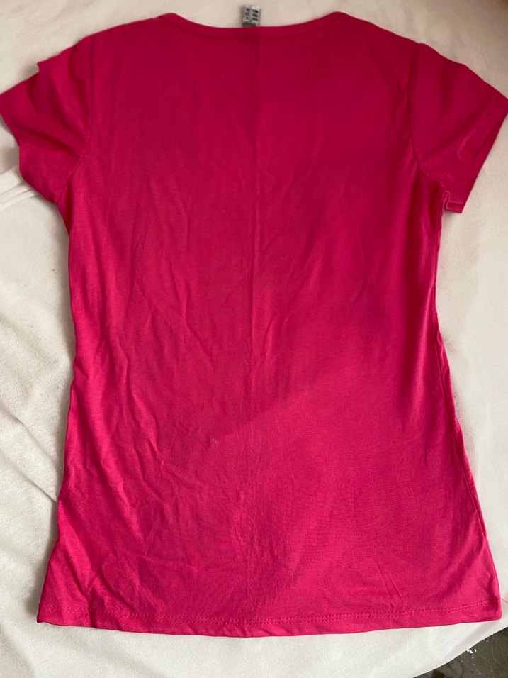 Kelebek Baskılı Kız Tişörtü, Koyu Pembe - Görsel 3