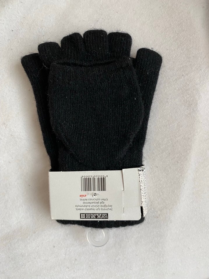 Siyah Örgü Kadın Eldiven - Görsel 2