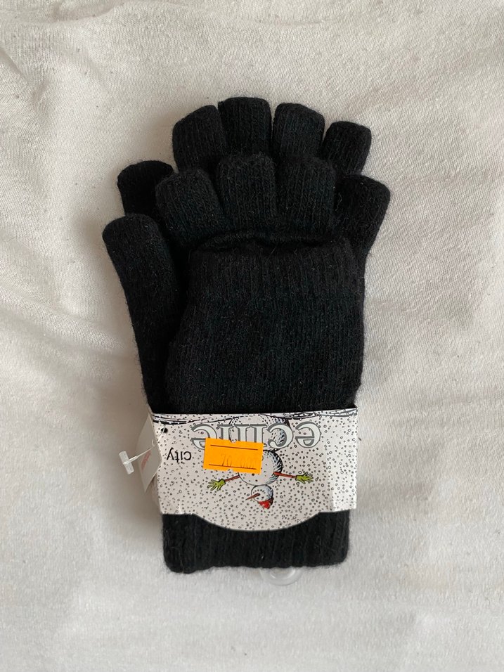 Siyah Örgü Kadın Eldiven - Görsel 3