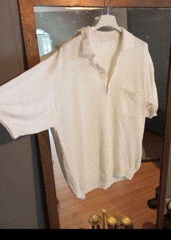 Erkek Beyaz tırıko Kısa Kollu Polo Tişört