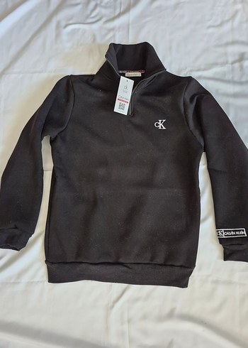 Siyah ünisex Fermuarlı Sweatshirt