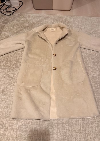 Süet Kürklü Bej Midi Kadın Kaban - Görsel 3