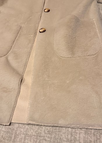 Süet Kürklü Bej Midi Kadın Kaban - Görsel 5