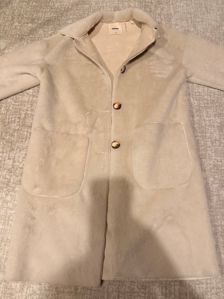 Süet Kürklü Bej Midi Kadın Kaban - Görsel 2