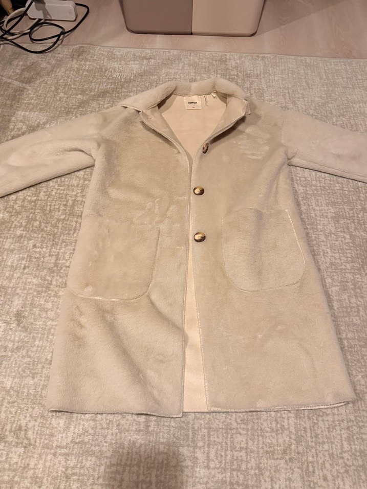 Süet Kürklü Bej Midi Kadın Kaban - Görsel 3