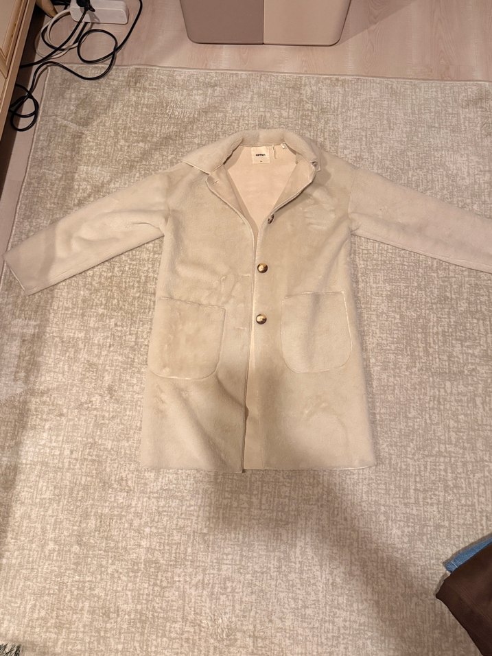 Süet Kürklü Bej Midi Kadın Kaban - Görsel 4