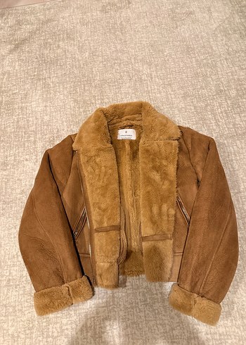 Kahverengi Süet Kürk Detaylı Kadın Ceket - Görsel 4