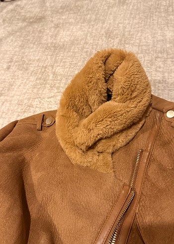 Kahverengi Süet Kürk Detaylı Kadın Ceket - Görsel 11