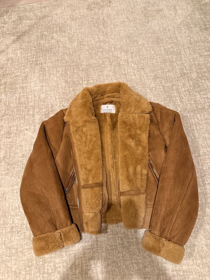 Kahverengi Süet Kürk Detaylı Kadın Ceket - Görsel 4