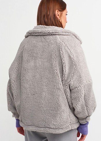 Dilvin Gri Kürklü Kadın Kışlık Mont - Görsel 2