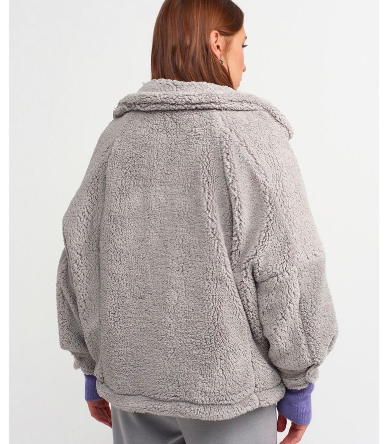 Dilvin Gri Kürklü Kadın Kışlık Mont - Görsel 2