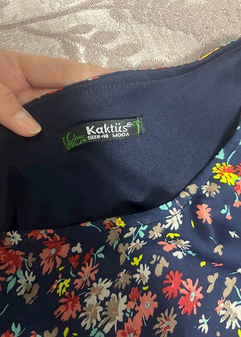 40 Beden Astarlı Çiçek Desenli Beli Kemerli Günlük
