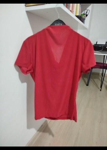 Kadın Kırmızı Drapeli V Yaka Bluz - Görsel 5