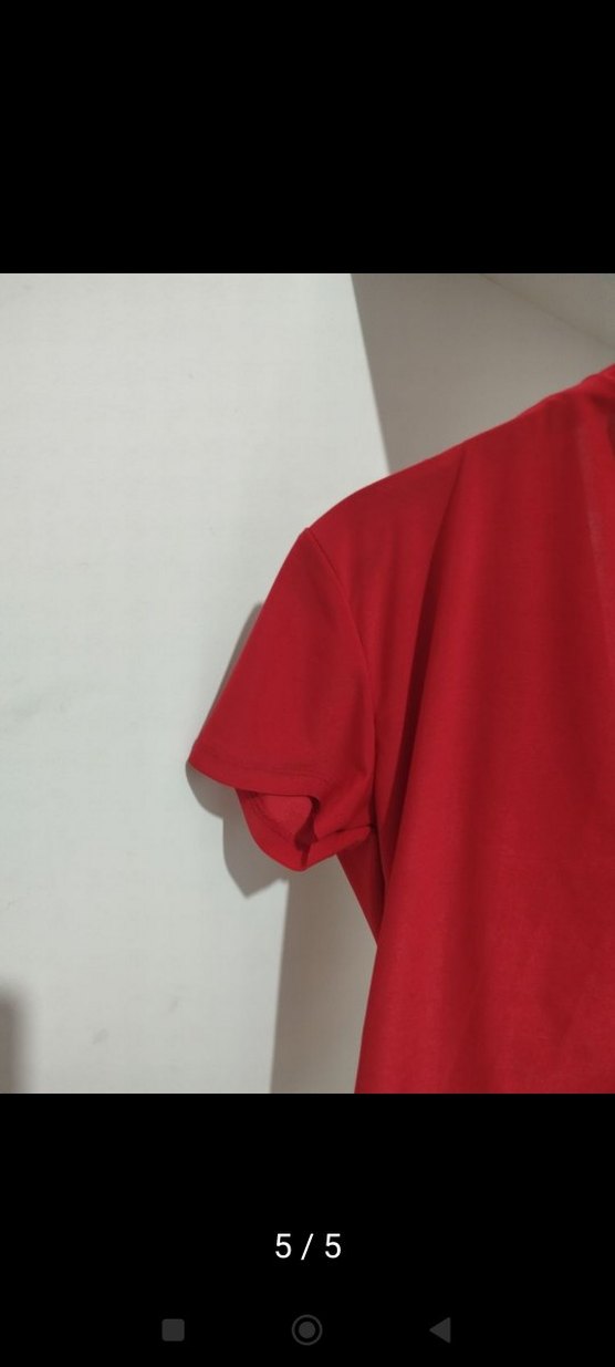 Kadın Kırmızı Drapeli V Yaka Bluz - Görsel 2