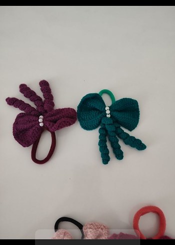 Renkli Nakışlı Fiyonk Saç Tokaları - Görsel 3