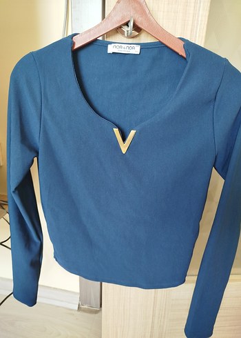 lacivert  yaka detaylı Kadın bluz - Görsel 4