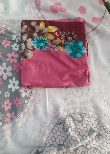 Pembe Çiçek Desenli Kadın Fular - Görsel 2