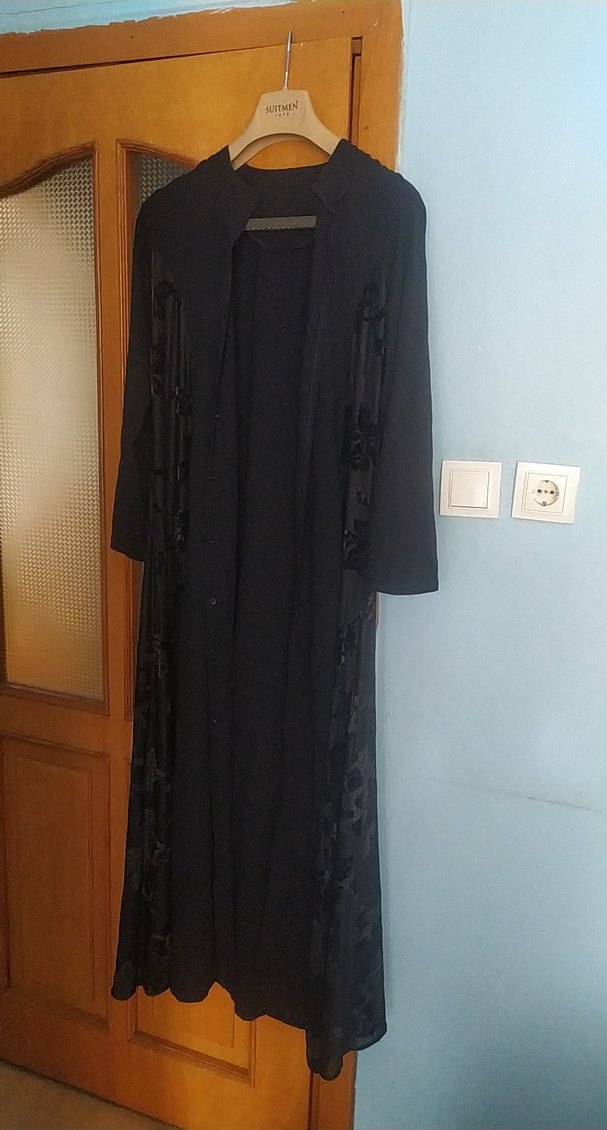 Siyah Uzun Kadın Ofis Kabanı - Görsel 2