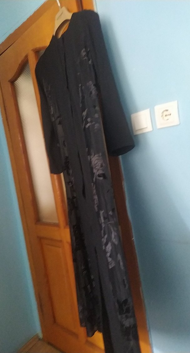 Siyah Uzun Kadın Ofis Kabanı - Görsel 5