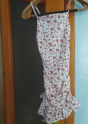 Beyaz Çiçek Desenli Mini Elbise - Görsel 2