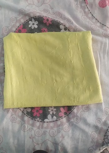 Kadın Sarı Keten Fırfırlı Şal - Görsel 2