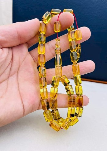 orjinal fosilli damla kehribar tesbih - Görsel 4