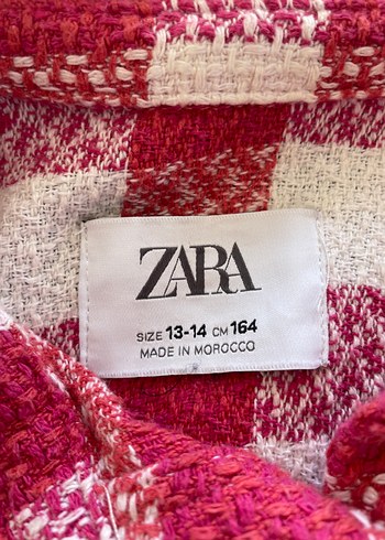 Zara Pembe Kareli Uzun Kollu kız cocuk oduncu Gömlek ZARA
