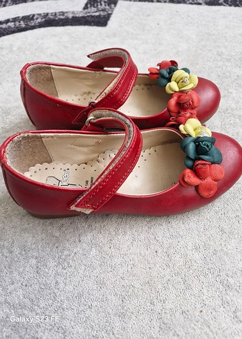 Çiçekli Kırmızı Kız Babet Ayakkabı - Görsel 4