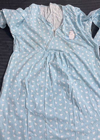 Mavi V Yakalı Hamile ve Emzirme Gecelik - Görsel 3