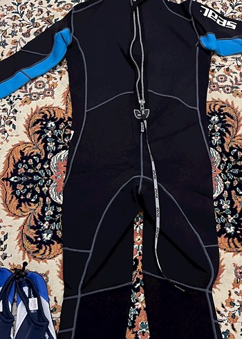 Erkek Lacivert Fermuarlı Uzun Mayo,Dalış elbisesi - Görsel 2