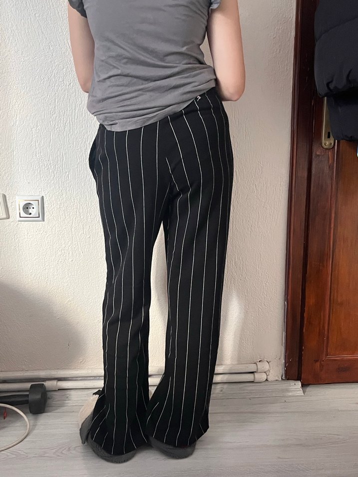 Vintage Tim Burton  girl  vibe çizgili kumaş pantolon - Görsel 3