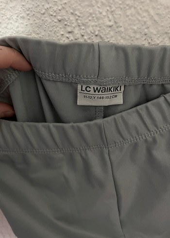 Gri Midi kız çocuğu Deri  Tayt - Görsel 2