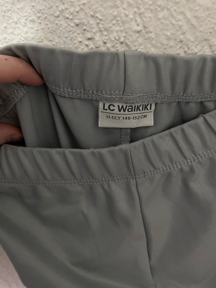 Gri Midi kız çocuğu Deri  Tayt - Görsel 2