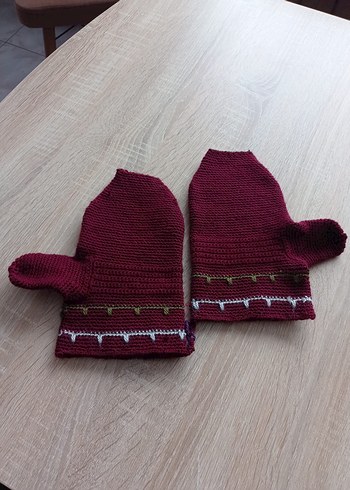 Bordo Örgü Kadın fırın eldiveni - Görsel 3