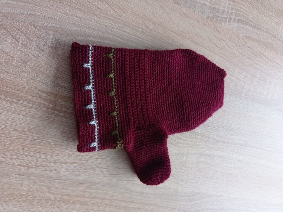 Bordo Örgü Kadın fırın eldiveni - Görsel 2