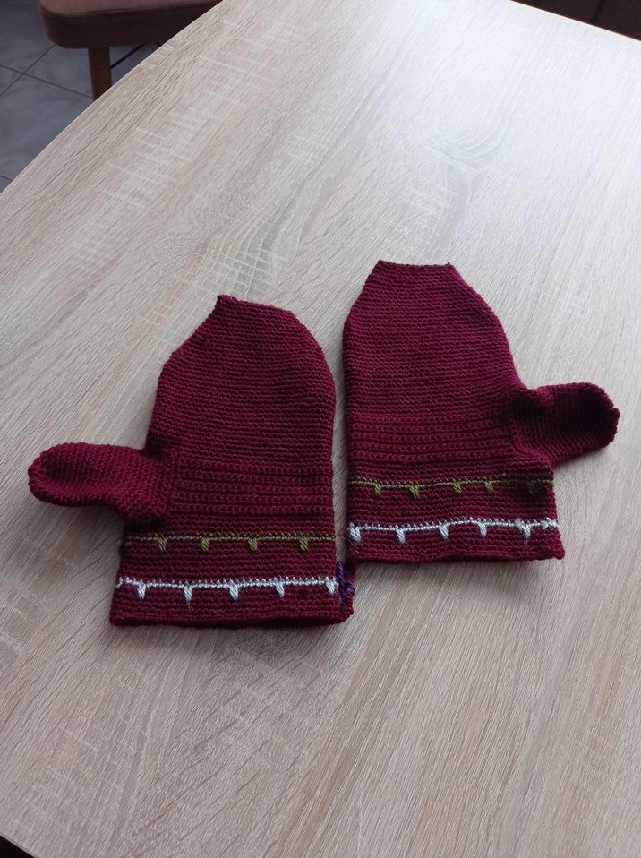 Bordo Örgü Kadın fırın eldiveni - Görsel 3