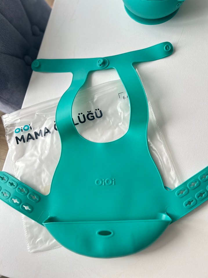 Oioi Turkuaz Baskılı Bebek Önlüğü - Görsel 2