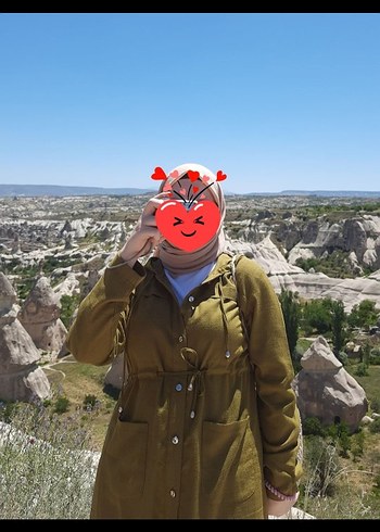 l Beden yağ yeşili düğmeli tesettür tunik